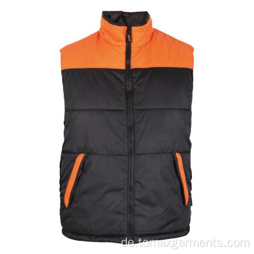 Schwarz mit orangefarbenem Bodywarmer